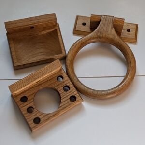 Wooden Wall Ring Hook and Accessory Set - Natural Oak